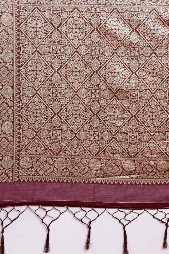 Buy Burgundy Polka Dot Modal One Minute Saree Online - Back