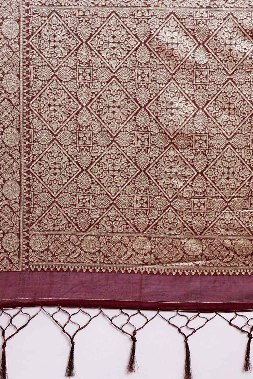 Buy Burgundy Polka Dot Modal One Minute Saree Online - Back