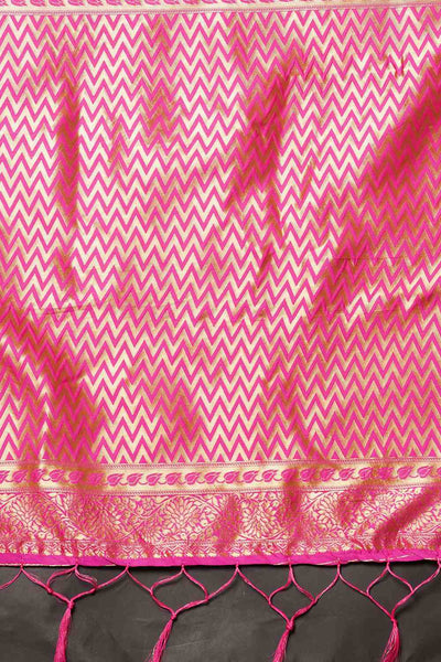 Buy Jesse Pink Woven Nylon Silk One Minute Saree Online - Back