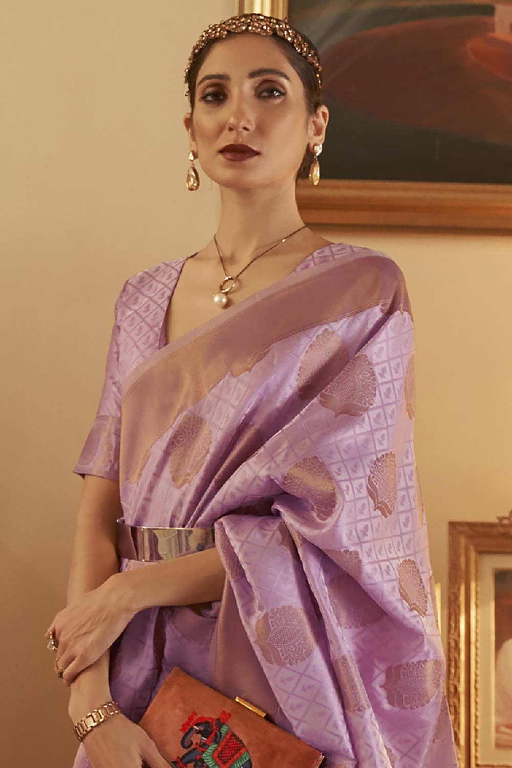 Shop Pia Purple Art Silk Paisley Design Banarasi One Minute Saree at best offer at our  Store - One Minute Saree