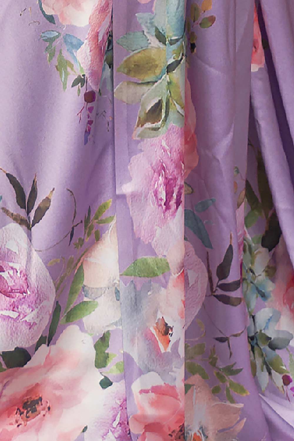 Buy Ella Lavender Satin Silk Floral Print One Minute Saree Online - Back