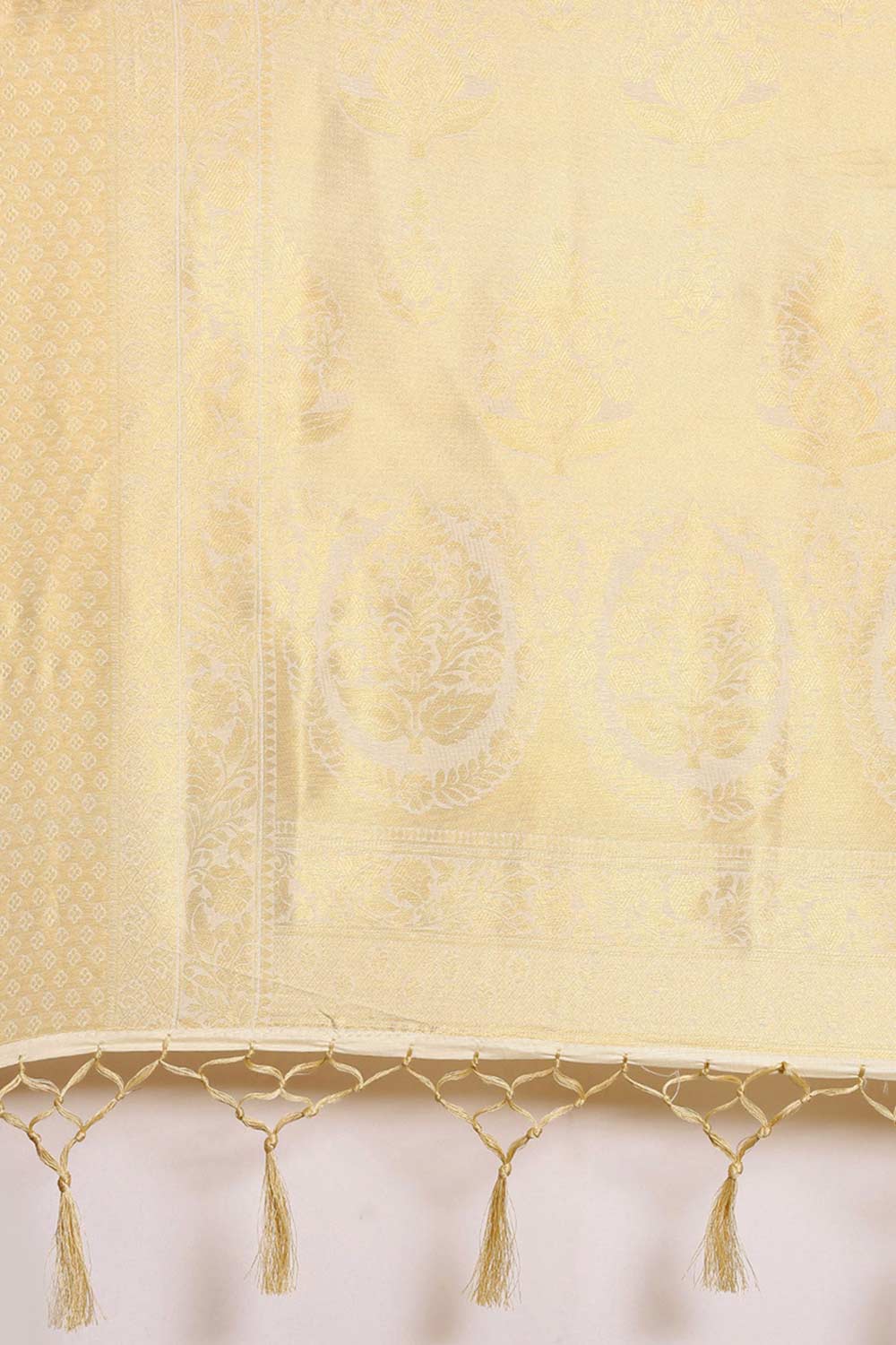 Buy Goldie Cream Art Silk Banarasi One Minute Saree Online - Back