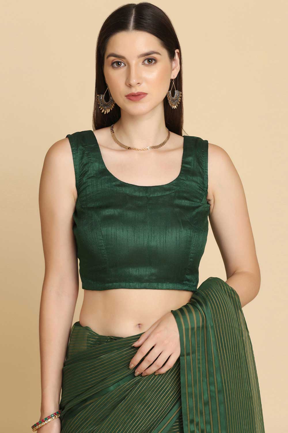 Buy Ila Green Chiffon Swarovski One Minute Saree Online - Back