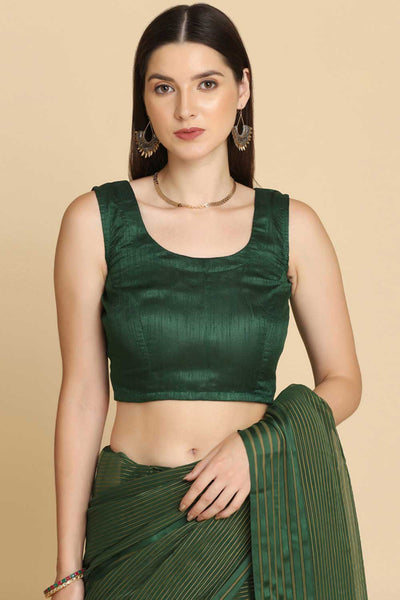 Buy Ila Green Chiffon Swarovski One Minute Saree Online - Back