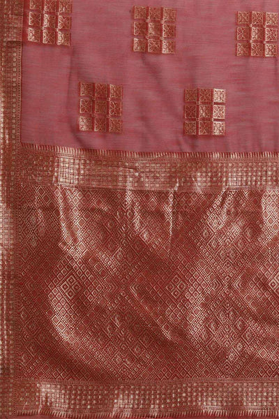 Buy Sula Burgundy Woven Linen One Minute Saree Online - Back