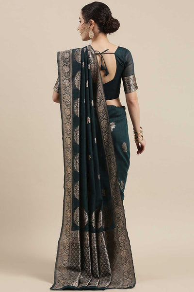 Shop Marisa Green Floral Woven Linen One Minute Saree at best offer at our  Store - One Minute Saree