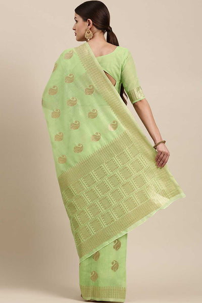Shop Chaya Green Bagh Blended Linen One Minute Saree at best offer at our  Store - One Minute Saree