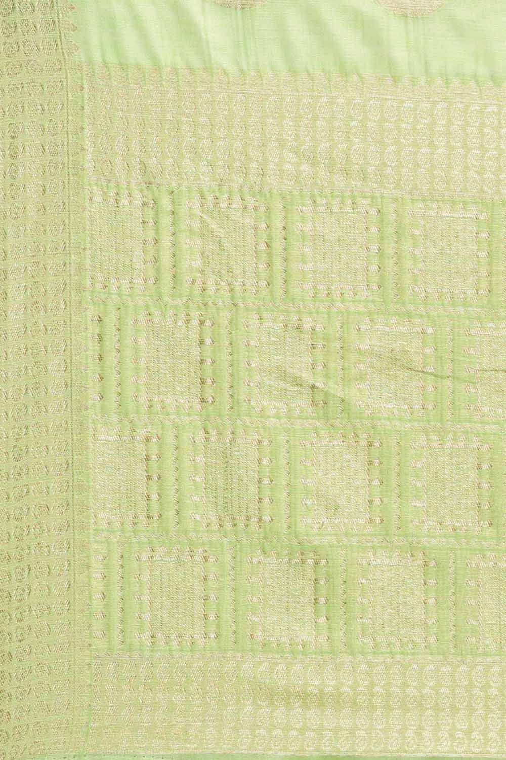 Buy Chaya Green Bagh Blended Linen One Minute Saree Online - Front
