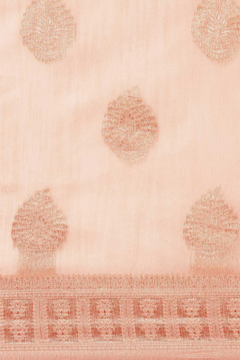 Buy Chaya Peach Bagh Blended Linen One Minute Saree Online - Front