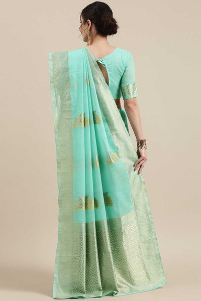 Shop Mandy Sea Green Floral Woven Linen One Minute Saree at best offer at our  Store - One Minute Saree