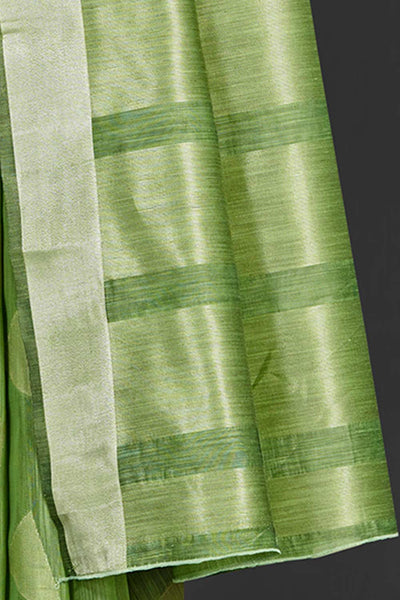 Buy Payal Green Linen Geometric Woven Design Banarasi One Minute Saree Online
