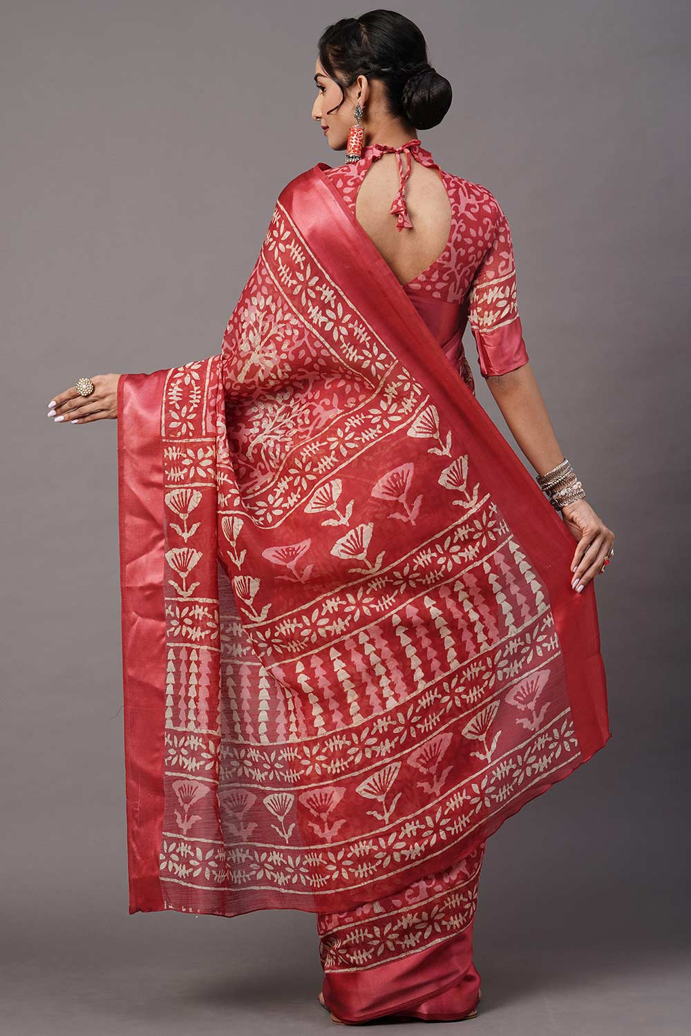 Shop Anjum Cotton Blend Magenta Printed One Minute Saree at best offer at our  Store - One Minute Saree