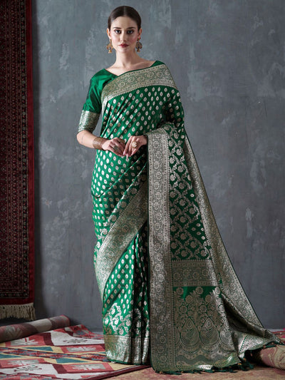 Shop Angelina Green Silk Blend Kanjivaram One Minute Saree at best offer at our  Store - One Minute Saree