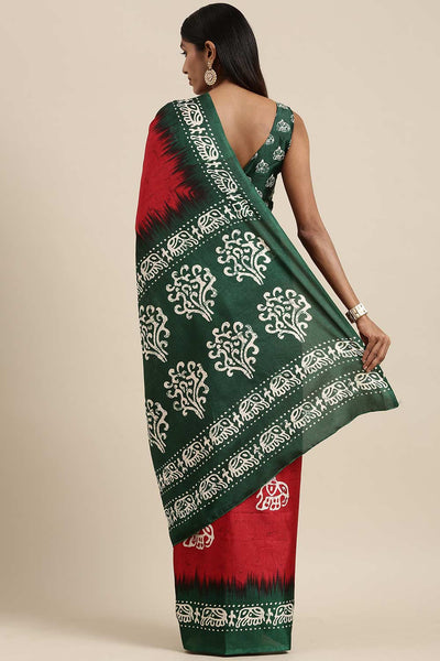Shop Jana Red Manipuri Silk Animal Block Print One Minute Saree at best offer at our  Store - One Minute Saree