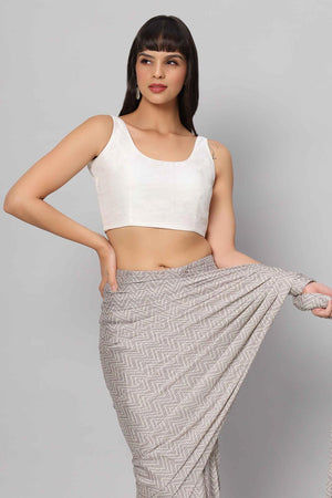 Buy Raina White Raw Silk Sleeveless Blouse Online - One Minute Saree