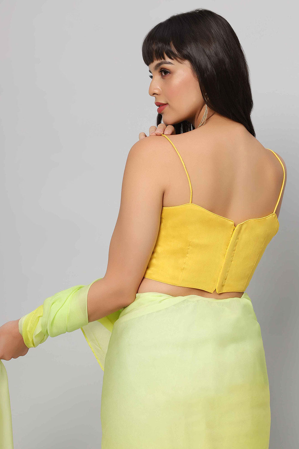 Buy Lorna Yellow Raw Silk  Strappy Blouse Online