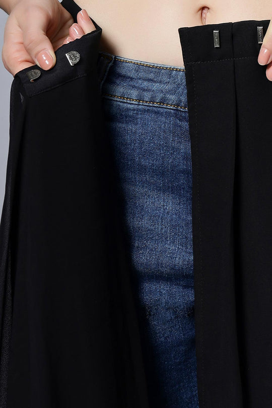 Buy Anna Black Faux Georgette Sequins One Minute Saree Online - Zoom Out