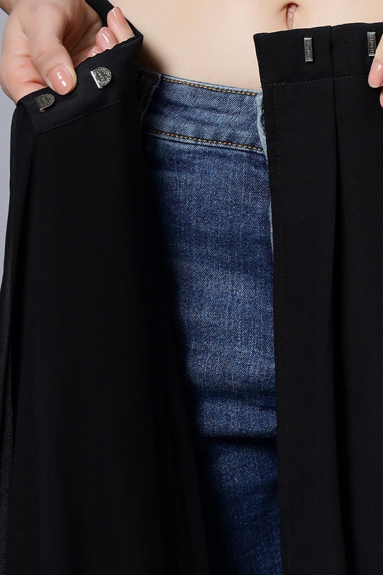 Buy Briony Black & Silver Mirror work Georgette One Minute Saree Online - Zoom Out