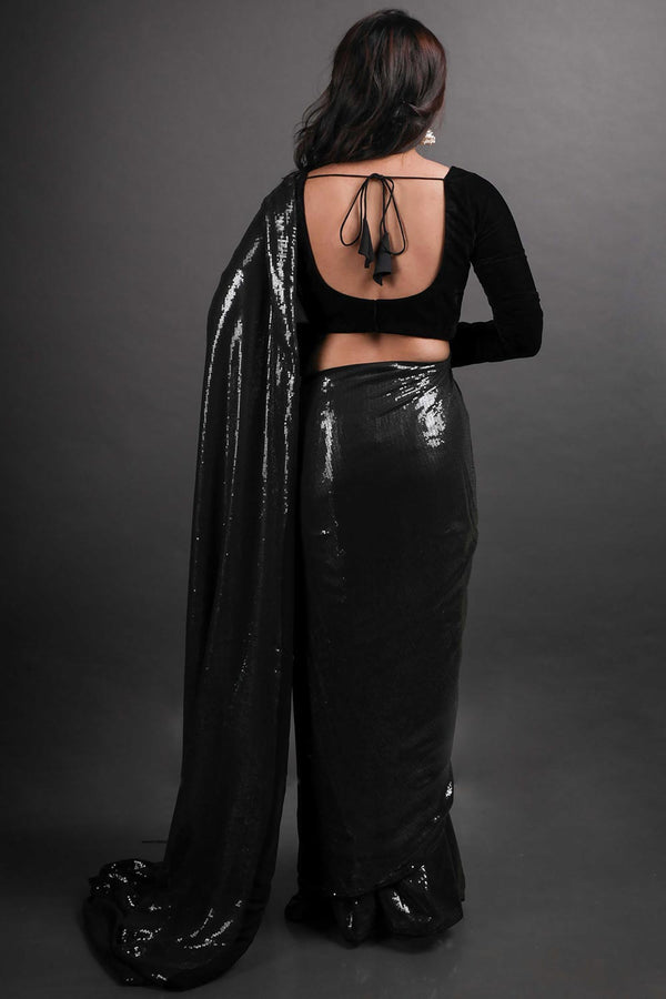 Shop Bianca Black Velvet Custom Design Blouse at best offer at our  Store - One Minute Saree