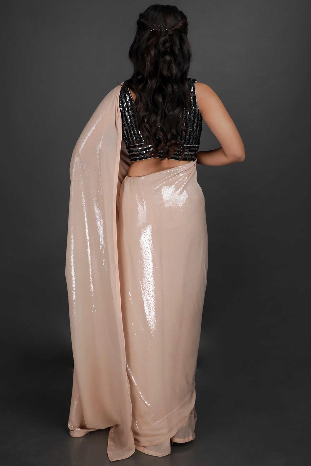 Shop Pippa Beige Viscose Georgette Water Sequins One Minute Saree at best offer at our  Store - One Minute Saree