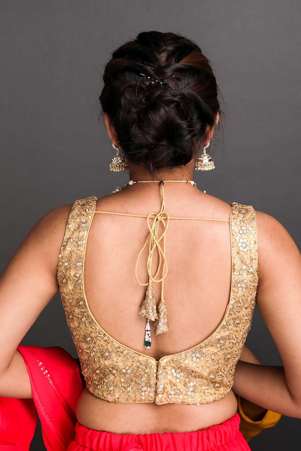 Buy Kajol Pink Georgette Gold Sequins One Minute Saree Online