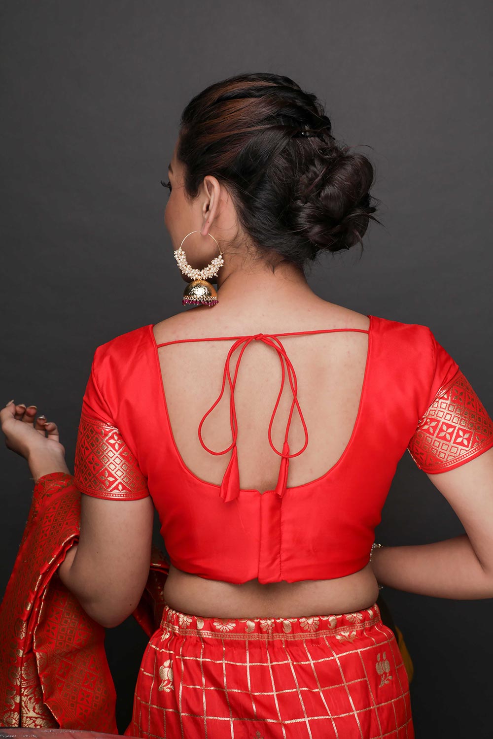 Buy Jini Red Art Silk Zari One Minute Saree Online - Front