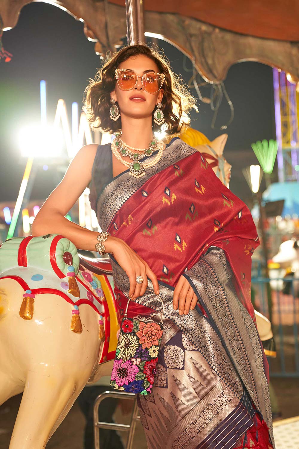 Shop Kayla Burgundy Pure Silk Lace Floral One Minute Saree at best offer at our  Store - One Minute Saree