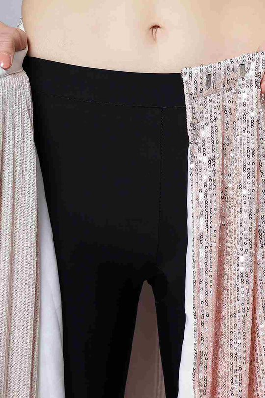 Buy Ellie Luxe Peach Ombre Sequin One Minute Saree Online - Zoom Out