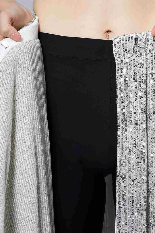 Buy Madelyn Luxe Steel Blue Ombre Sequin One Minute Saree Online - Zoom Out