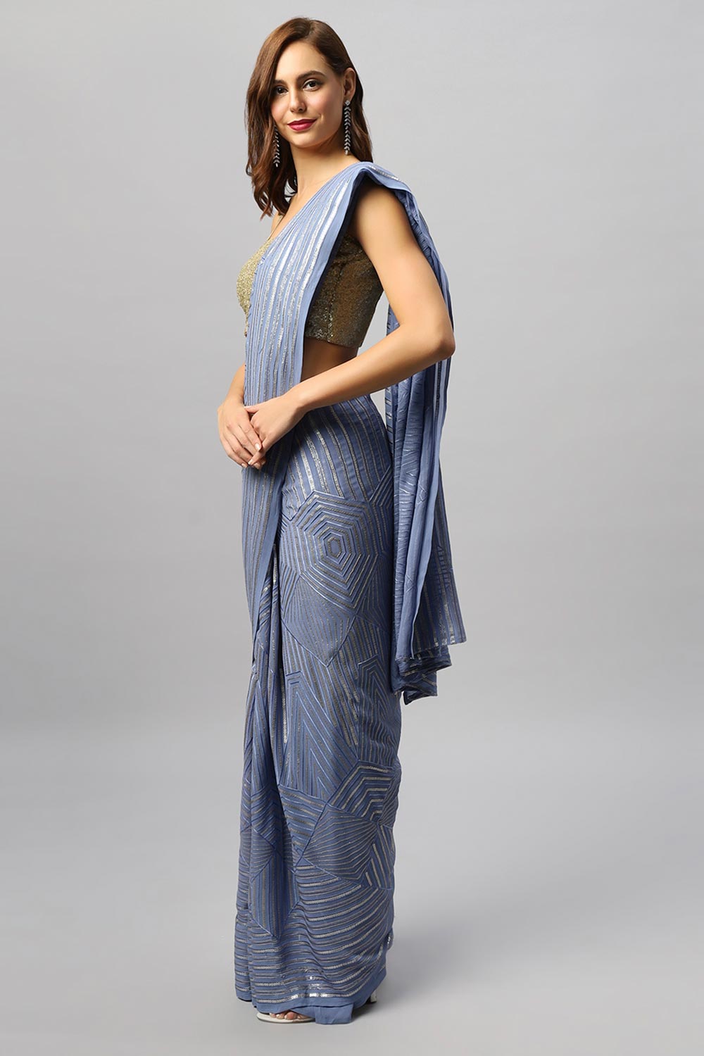 Shop Sonam Luxe Violet Ombre Georgette Sequin One Minute Saree at best offer at our  Store - One Minute Saree