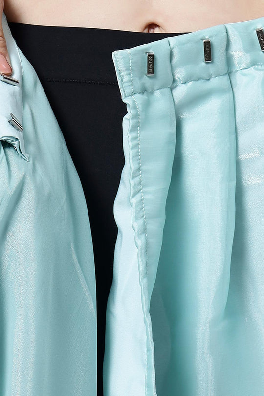 Buy Benoite Blue Soft Organza Scallop Border One Minute Saree Online - Zoom Out