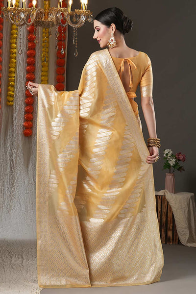 Shop Loraine Yellow Organza Bagh Woven Design Chanderi One Minute Saree at best offer at our  Store - One Minute Saree