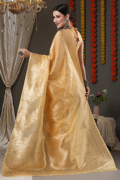 Shop Lumi Yellow Organza One Minute Saree at best offer at our  Store - One Minute Saree