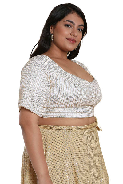 Buy Off White Silk Readymade Saree Blouse Online - One Minute Sareee