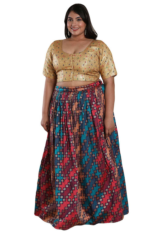 Buy Gold Brocade Readymade Saree Blouse Online - One Minute Sareee