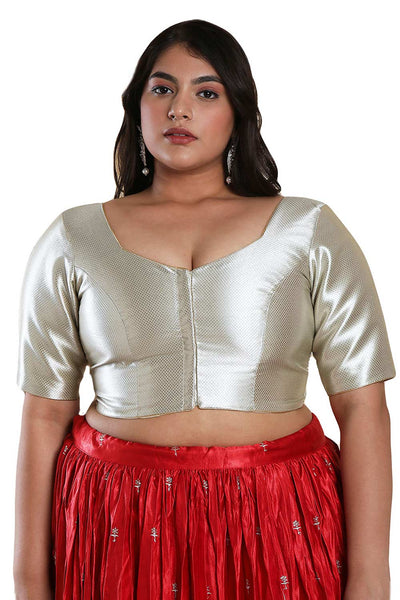 Buy Silver Shimmer Readymade Saree Blouse Online - One Minute Sareee