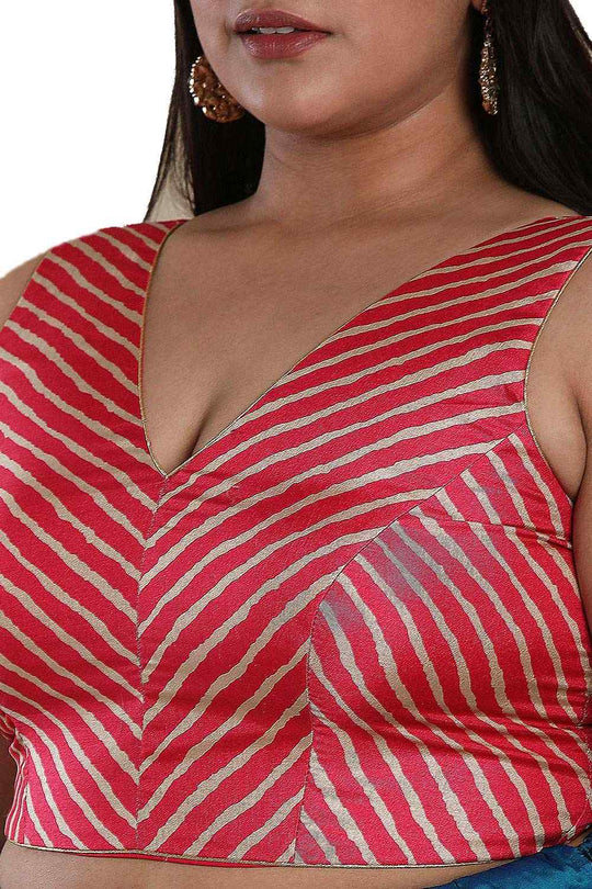 Buy Pink Silk Blend Readymade Saree Blouse Online - One Minute Sareee