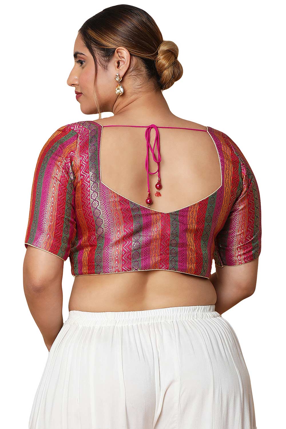 Buy Purple Brocade Readymade Saree Blouse Online - One Minute Sareee