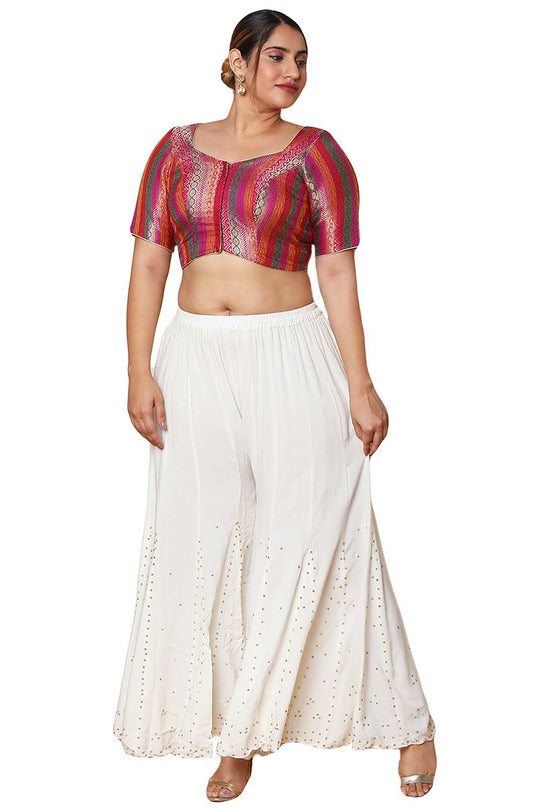 Buy Purple Brocade Readymade Saree Blouse Online - One Minute Sareee