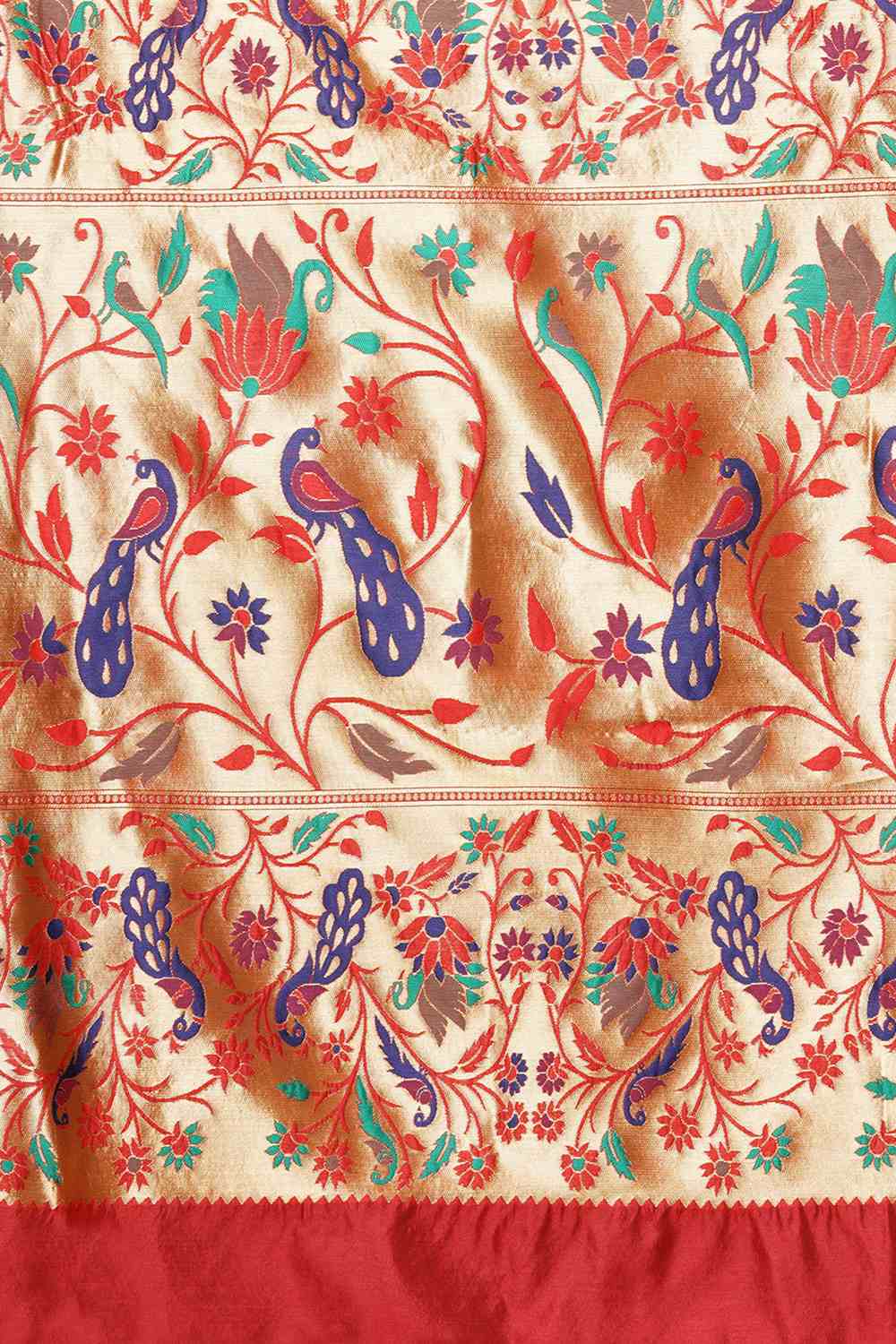 Buy Jaya Red Woven Silk Blend One Minute Saree Online - Back