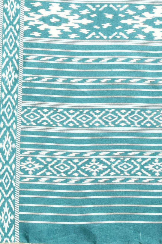 Buy Genna Multi-Color Silk Blend Ikat Printed One Minute Saree Online - Front