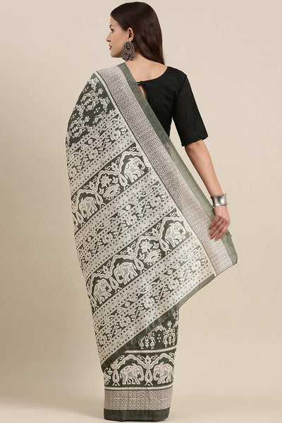 Shop Anvi Bhagalpuri Silk Olive Printed One Minute Saree at best offer at our  Store - One Minute Saree