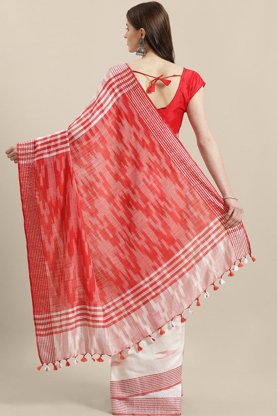 Shop Jules White Woven Linen One Minute Saree at best offer at our  Store - One Minute Saree