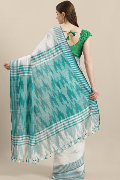 Shop Jess White Woven Linen One Minute Saree at best offer at our  Store - One Minute Saree