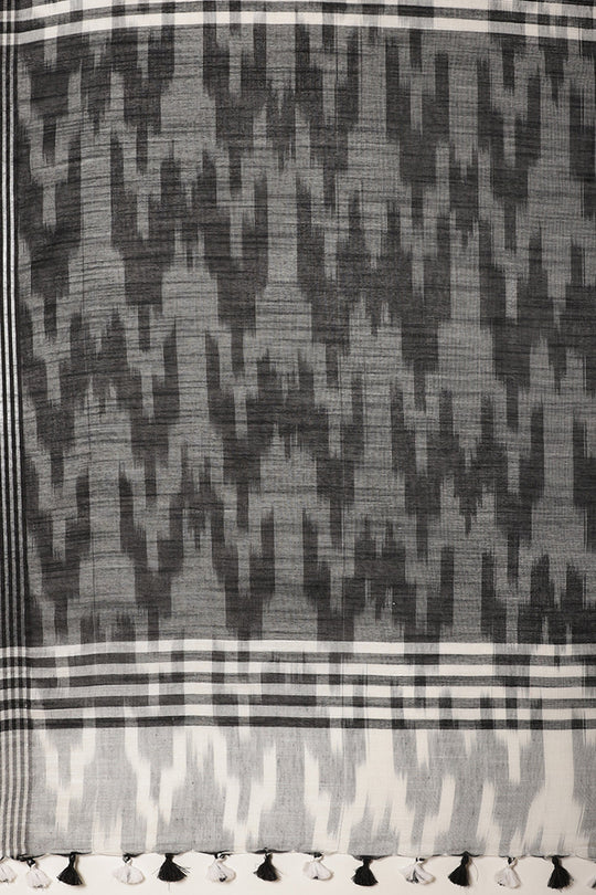 Buy Pernia White Woven Linen One Minute Saree Online