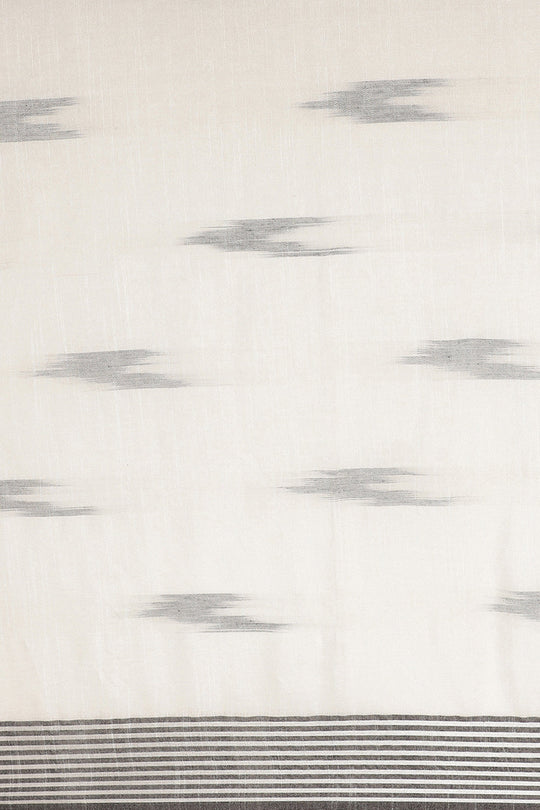 Buy Pernia White Woven Linen One Minute Saree Online - Back