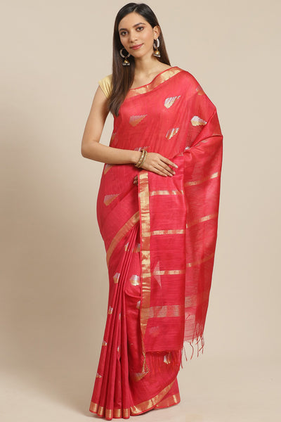 Buy Layla Pink Woven Silk One Minute Saree Online - One Minute Saree