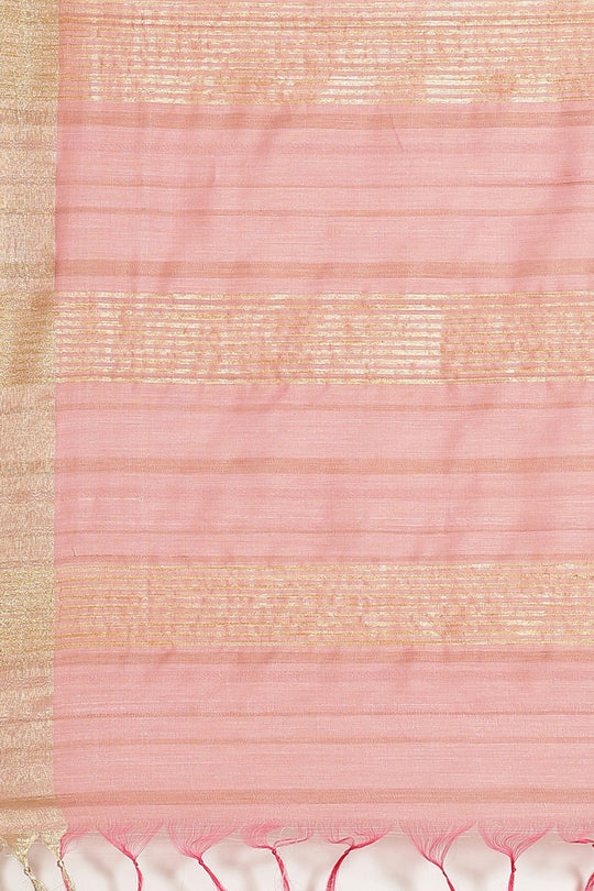 Buy Zahara Pink Woven Silk One Minute Saree Online - Back