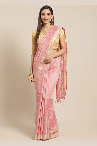 Buy Zahara Pink Woven Silk One Minute Saree Online - One Minute Saree