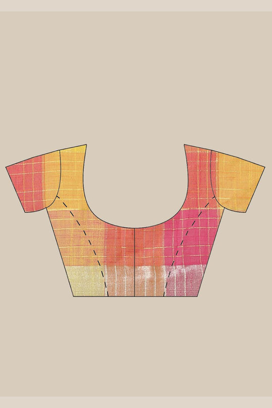 Buy Sonam Multi-Color Woven Linen One Minute Saree Online - Side